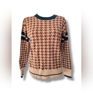 Brown and Cream Houndstooth Sweater